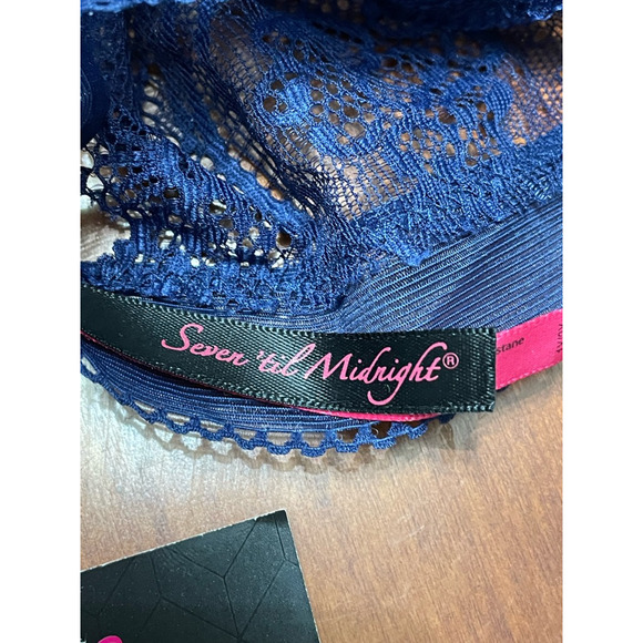 Seven 'til Midnight Bralette Bra Stretch Lace Adjustable Straps Blue W US 1X NWT - Picture 8 of 11